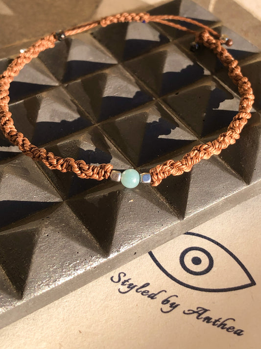 Men’s Adjustable Brown Bracelet - Minoan Amazonite