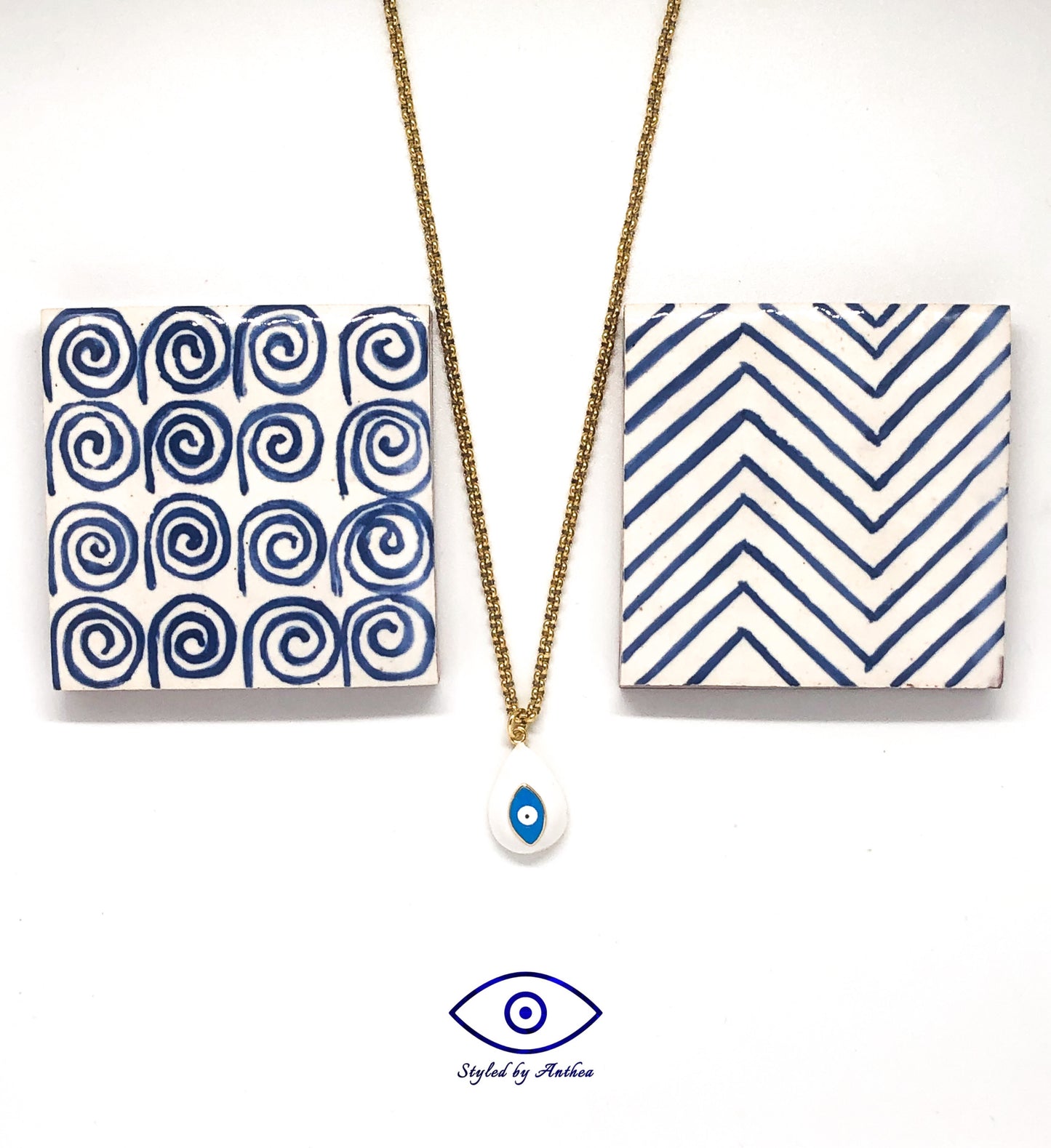 Parga White Evil Eye Necklace