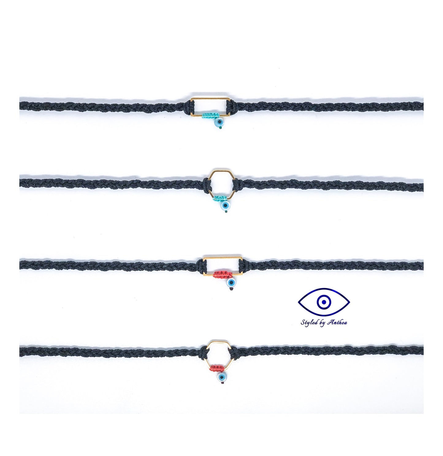 Adjustable Black Choker - Falasarna Evil Eye