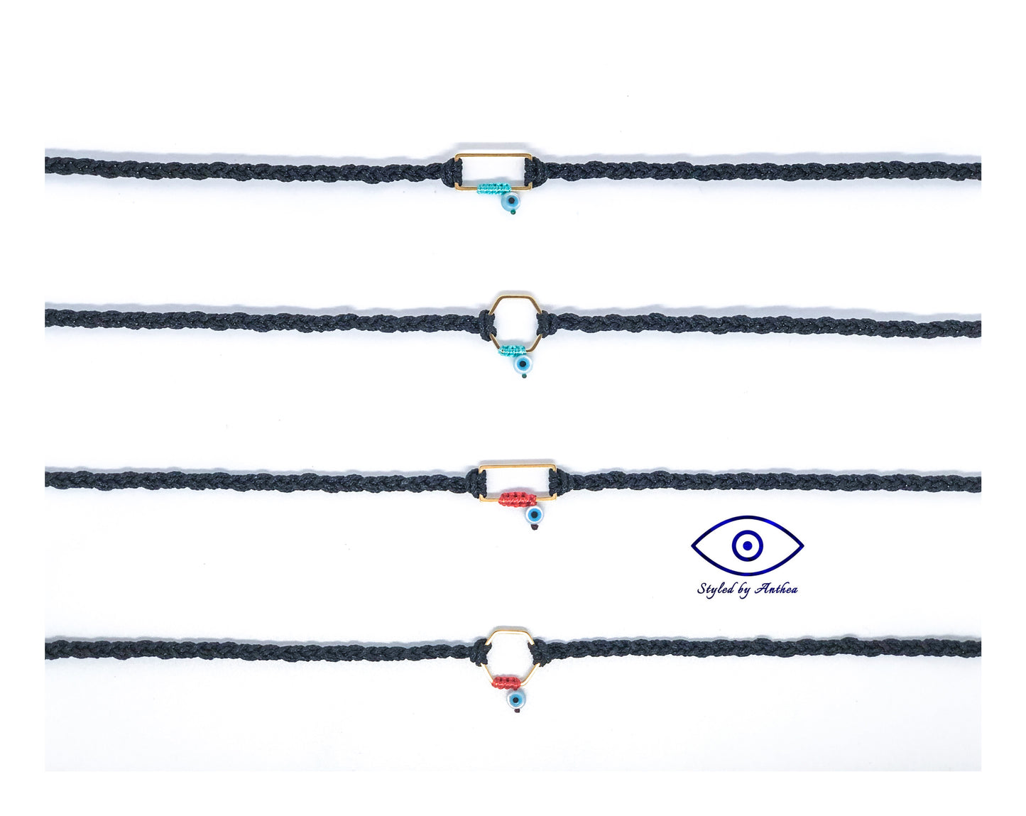 Adjustable Black Choker - Falasarna Evil Eye